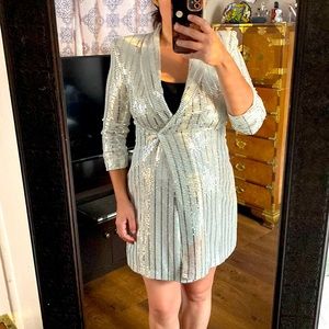 Zara Basic Silver Sequin Blazer Coat/Dress
